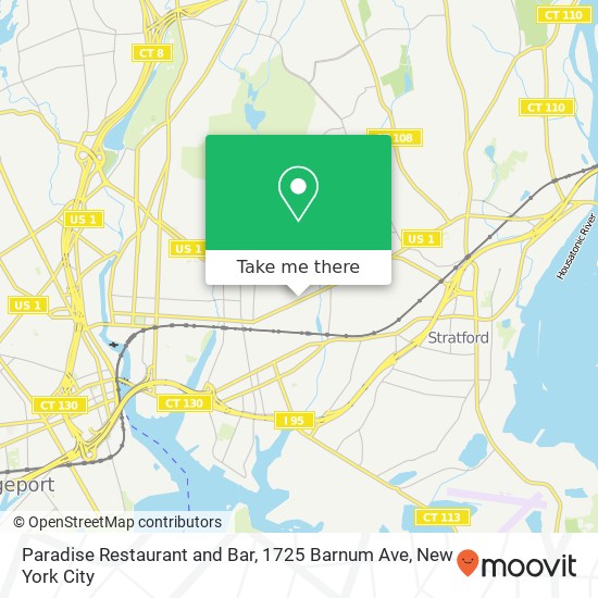Mapa de Paradise Restaurant and Bar, 1725 Barnum Ave