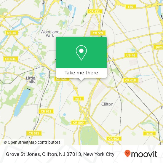 Mapa de Grove St Jones, Clifton, NJ 07013
