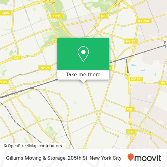 Gillums Moving & Storage, 205th St map