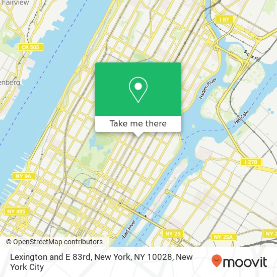 Lexington and E 83rd, New York, NY 10028 map