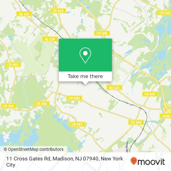 Mapa de 11 Cross Gates Rd, Madison, NJ 07940