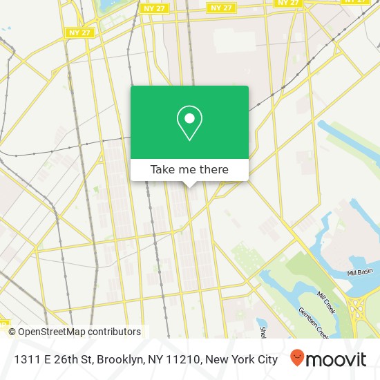 Mapa de 1311 E 26th St, Brooklyn, NY 11210