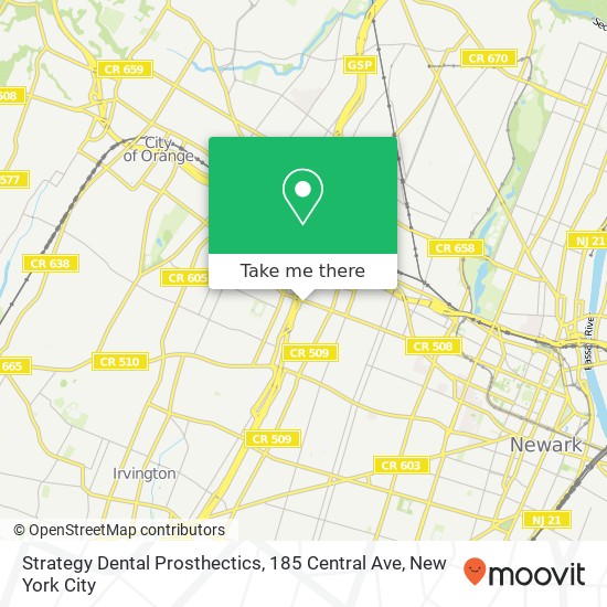 Mapa de Strategy Dental Prosthectics, 185 Central Ave