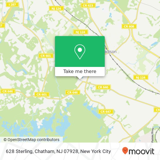 Mapa de 628 Sterling, Chatham, NJ 07928