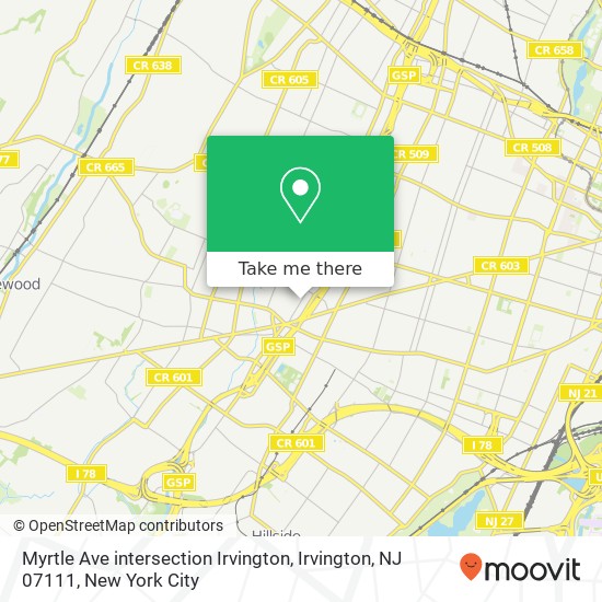 Myrtle Ave intersection Irvington, Irvington, NJ 07111 map