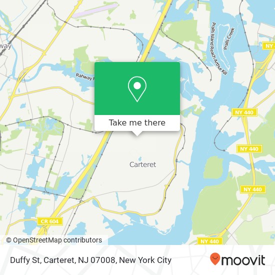Mapa de Duffy St, Carteret, NJ 07008