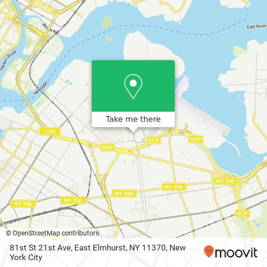 Mapa de 81st St 21st Ave, East Elmhurst, NY 11370