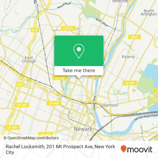 Mapa de Rachel Locksmith, 201 Mt Prospect Ave