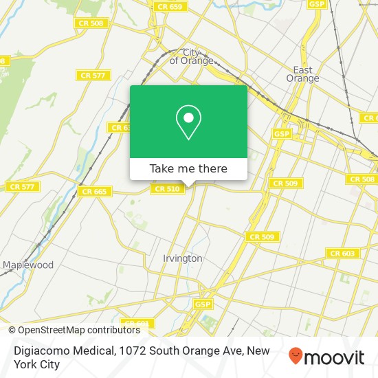 Mapa de Digiacomo Medical, 1072 South Orange Ave