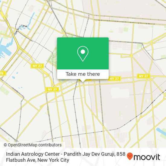 Mapa de Indian Astrology Center - Pandith Jay Dev Guruji, 858 Flatbush Ave