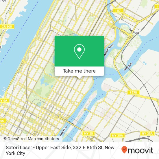 Satori Laser - Upper East Side, 332 E 86th St map