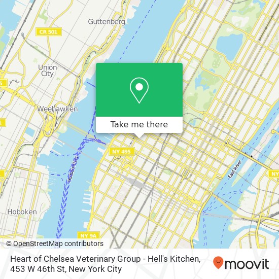 Mapa de Heart of Chelsea Veterinary Group - Hell's Kitchen, 453 W 46th St