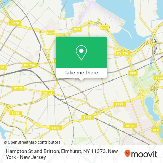 Mapa de Hampton St and Britton, Elmhurst, NY 11373
