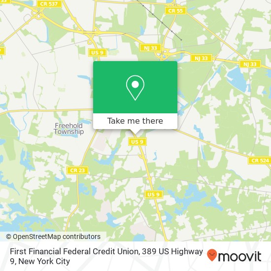 Mapa de First Financial Federal Credit Union, 389 US Highway 9