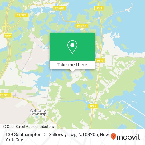 Mapa de 139 Southampton Dr, Galloway Twp, NJ 08205