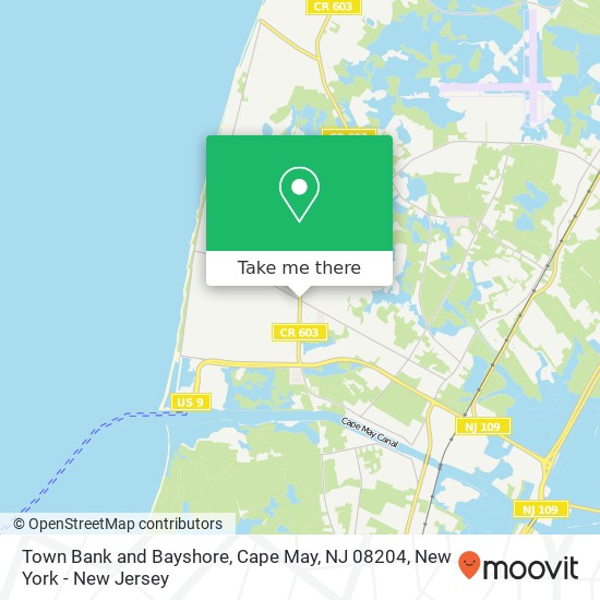 Mapa de Town Bank and Bayshore, Cape May, NJ 08204