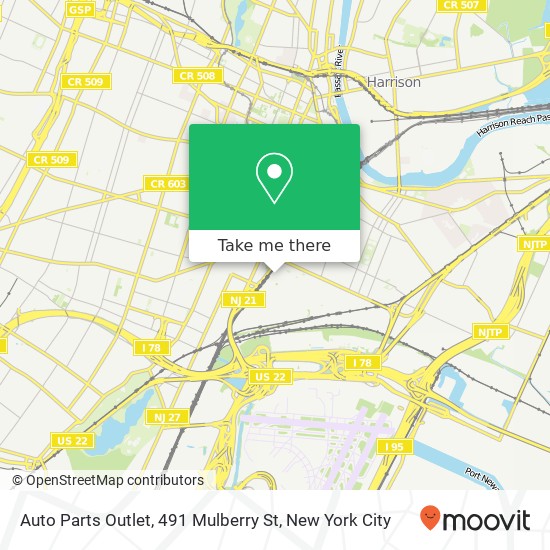 Mapa de Auto Parts Outlet, 491 Mulberry St