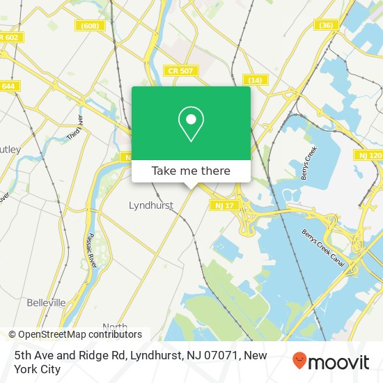 Mapa de 5th Ave and Ridge Rd, Lyndhurst, NJ 07071