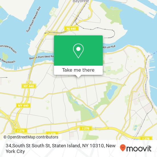 Mapa de 34,South St South St, Staten Island, NY 10310