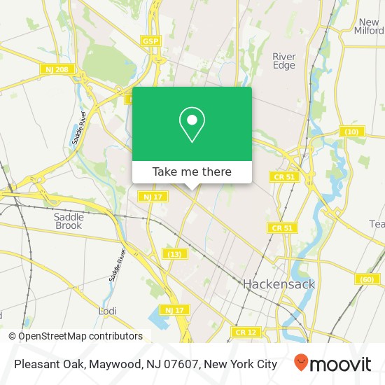 Mapa de Pleasant Oak, Maywood, NJ 07607