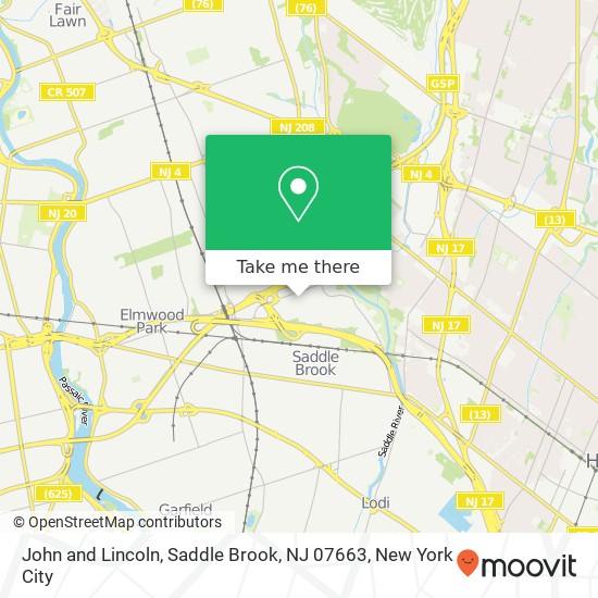 Mapa de John and Lincoln, Saddle Brook, NJ 07663