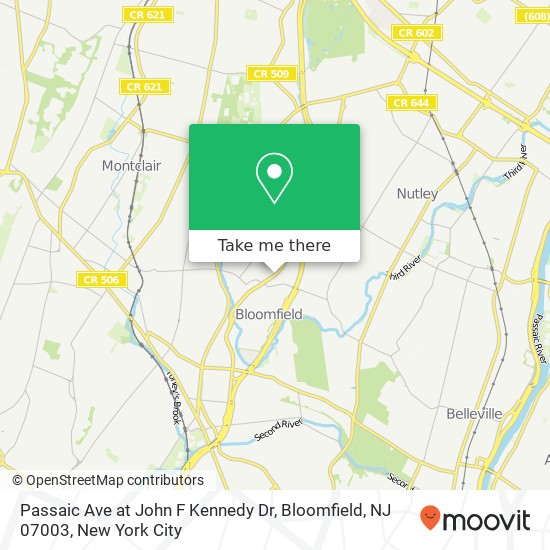 Passaic Ave at John F Kennedy Dr, Bloomfield, NJ 07003 map