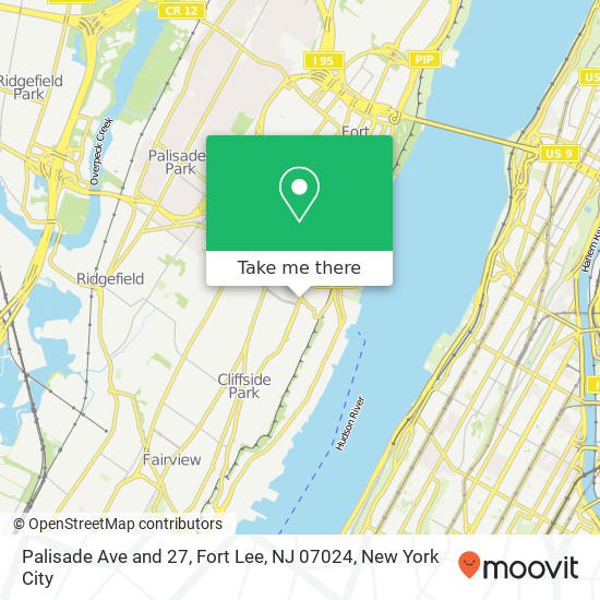 Mapa de Palisade Ave and 27, Fort Lee, NJ 07024