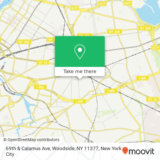 Mapa de 69th & Calamus Ave, Woodside, NY 11377