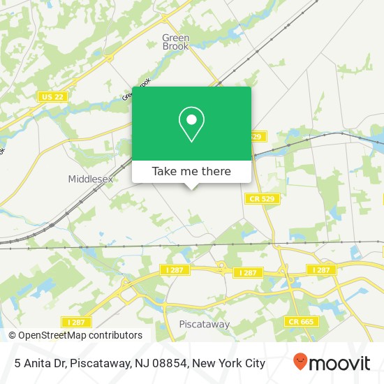 Mapa de 5 Anita Dr, Piscataway, NJ 08854