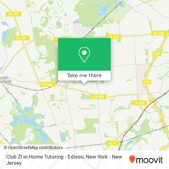 Club Z! in-Home Tutoring - Edison map
