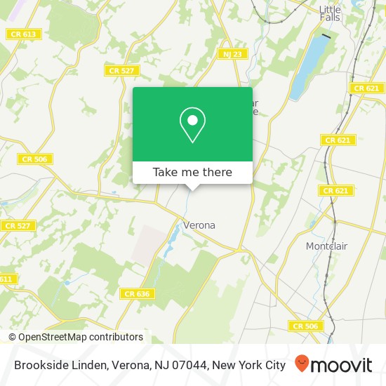 Mapa de Brookside Linden, Verona, NJ 07044