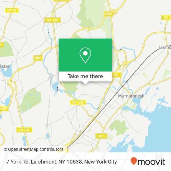 Mapa de 7 York Rd, Larchmont, NY 10538