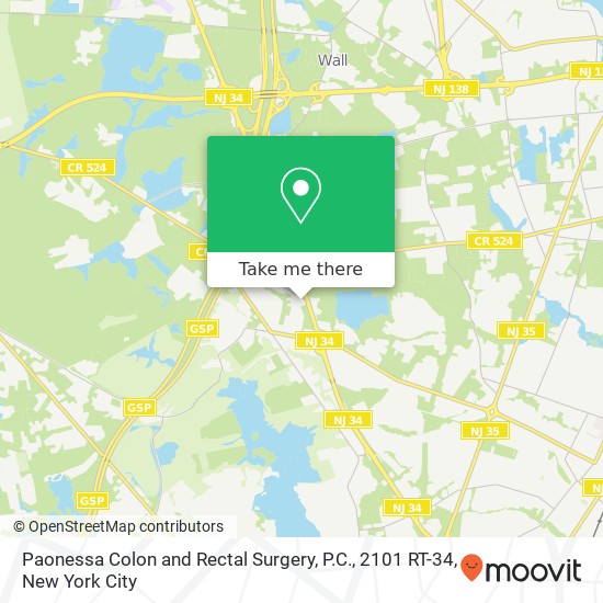 Paonessa Colon and Rectal Surgery, P.C., 2101 RT-34 map