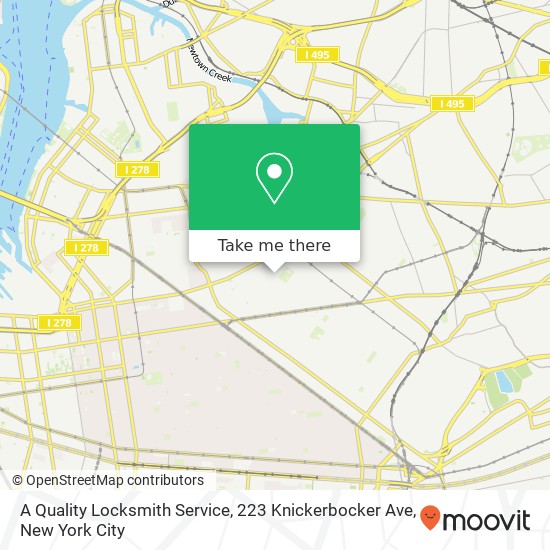 Mapa de A Quality Locksmith Service, 223 Knickerbocker Ave