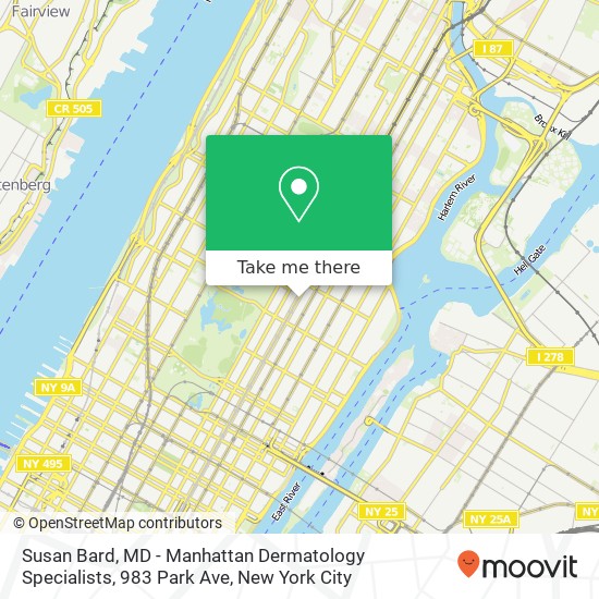 Mapa de Susan Bard, MD - Manhattan Dermatology Specialists, 983 Park Ave