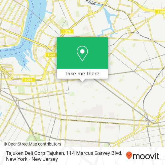 Mapa de Tajuken Deli Corp Tajuken, 114 Marcus Garvey Blvd