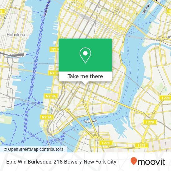 Epic Win Burlesque, 218 Bowery map