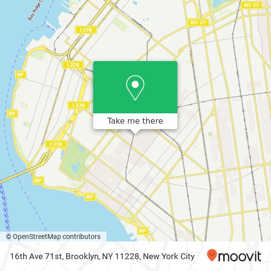 Mapa de 16th Ave 71st, Brooklyn, NY 11228