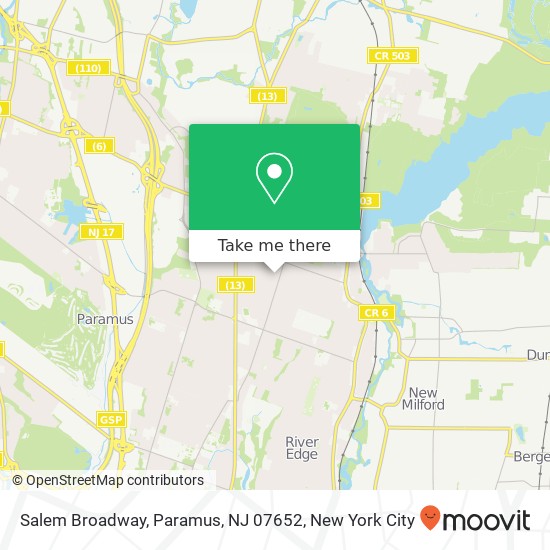 Mapa de Salem Broadway, Paramus, NJ 07652