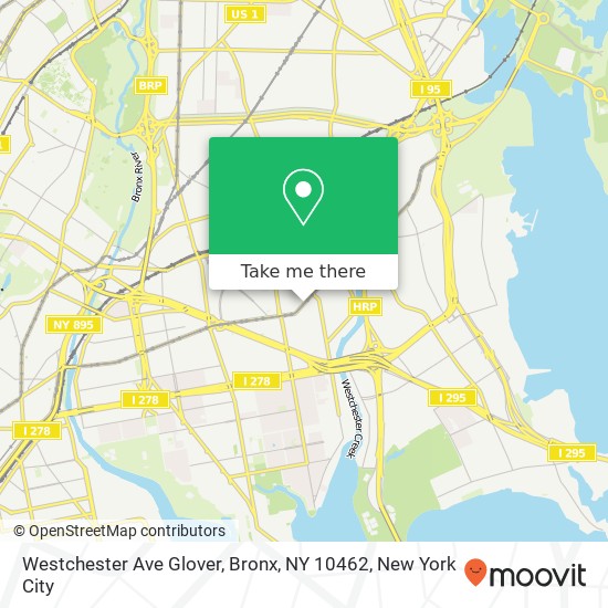 Mapa de Westchester Ave Glover, Bronx, NY 10462