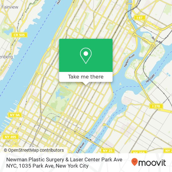 Mapa de Newman Plastic Surgery & Laser Center Park Ave NYC, 1035 Park Ave
