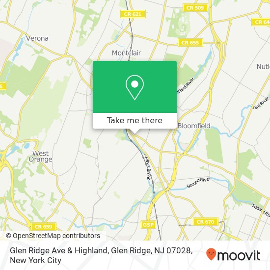 Glen Ridge Ave & Highland, Glen Ridge, NJ 07028 map