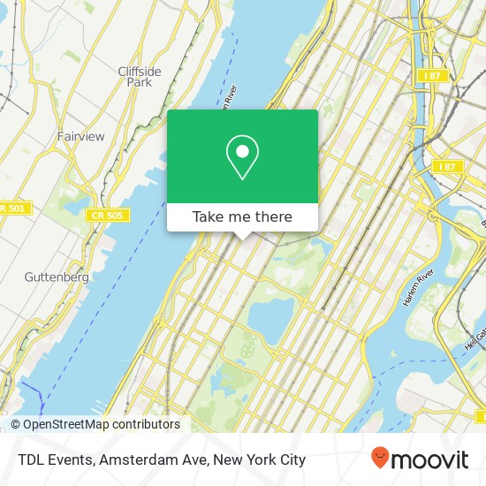 TDL Events, Amsterdam Ave map