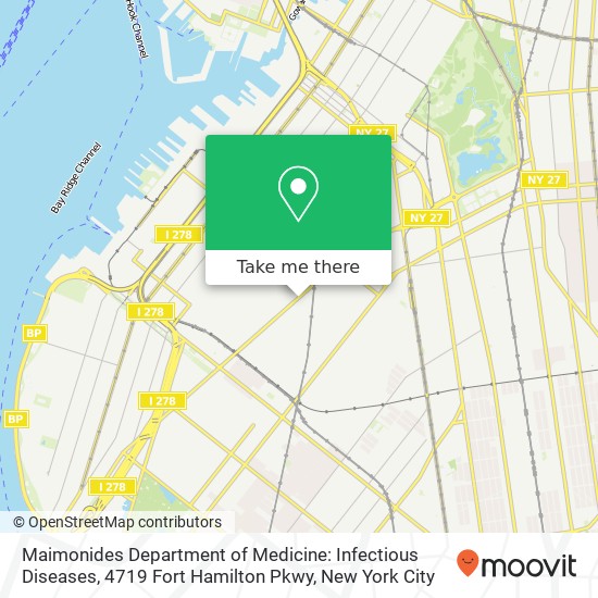 Mapa de Maimonides Department of Medicine: Infectious Diseases, 4719 Fort Hamilton Pkwy