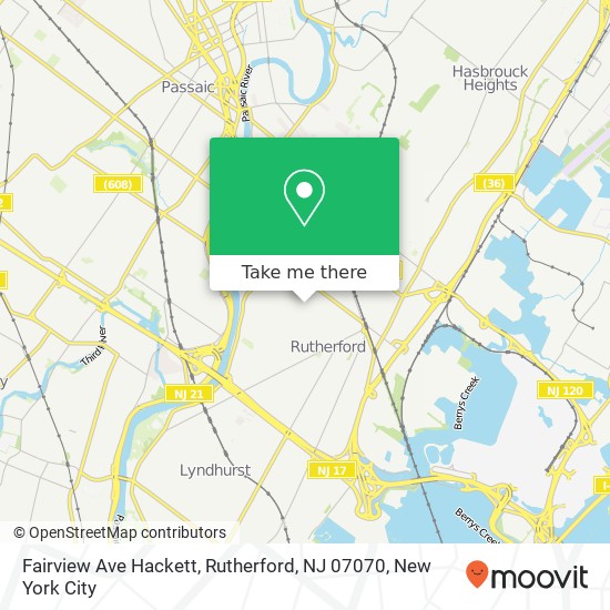Mapa de Fairview Ave Hackett, Rutherford, NJ 07070