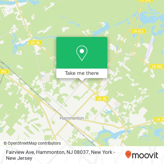 Mapa de Fairview Ave, Hammonton, NJ 08037