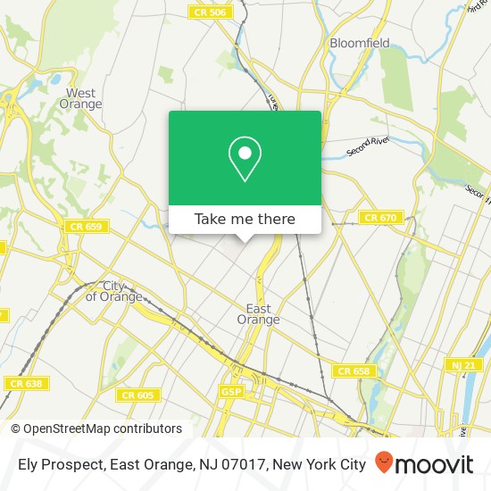 Mapa de Ely Prospect, East Orange, NJ 07017