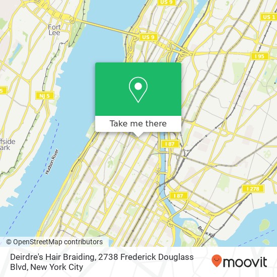 Mapa de Deirdre's Hair Braiding, 2738 Frederick Douglass Blvd