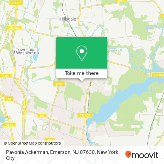 Mapa de Pavonia Ackerman, Emerson, NJ 07630
