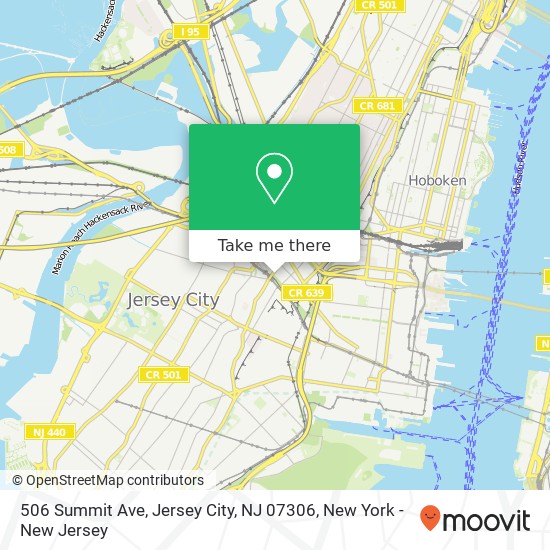 Mapa de 506 Summit Ave, Jersey City, NJ 07306
